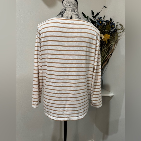 J Crew Striped White and Gold Women's Top size Medium - Picture 4 of 5